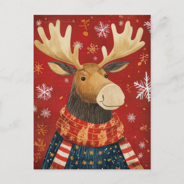Postale Carte de voeux Festive Reindeer de Noël (Devant)