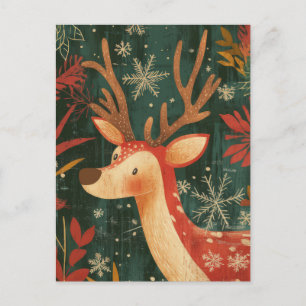 Postale Carte de voeux Festive Reindeer de Noël