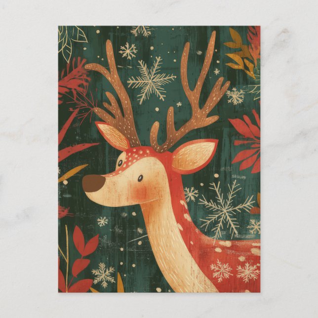 Postale Carte de voeux Festive Reindeer de Noël (Devant)