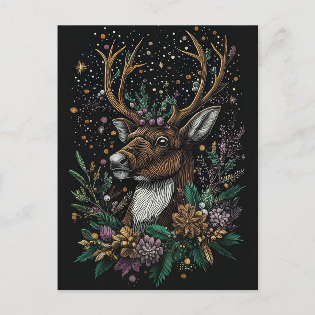 Postale Carte de voeux Festive Reindeer de Noël (Devant)