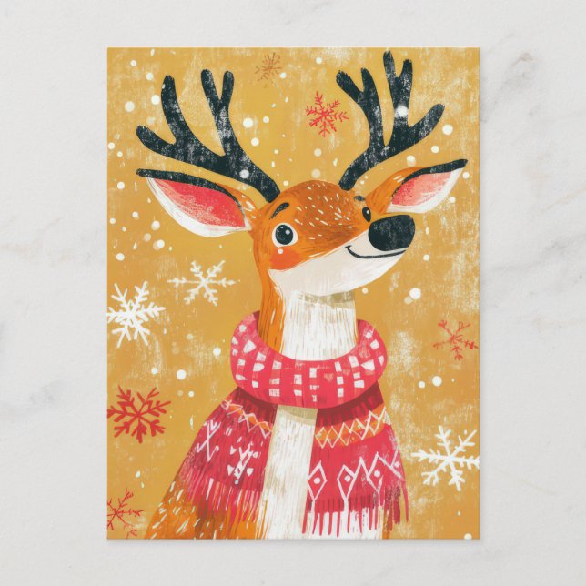 Postale Carte de voeux Festive Reindeer de Noël (Devant)