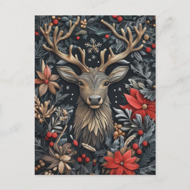 Postale Carte de voeux Festive Reindeer de Noël (Devant)