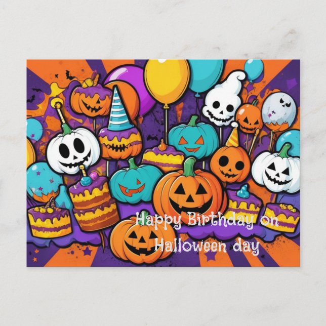 Postale Carte de vœux Halloween & anniversaire (Devant)