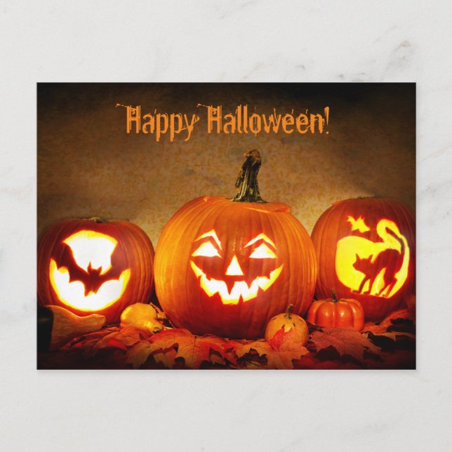 Postale Carte de vœux Halloween avec citrouilles (Devant)