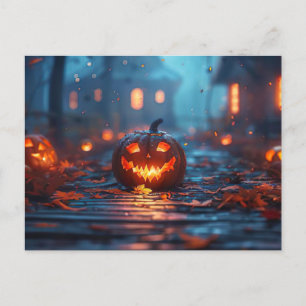 Postale Carte de voeux Halloween citrouille déplaisant