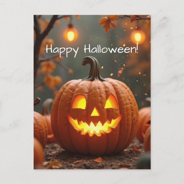 Postale Carte de voeux Halloween citrouille déplaisant (Devant)