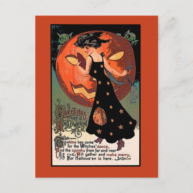 Postale Carte de vœux Halloween Danse de sorcières (Devant)