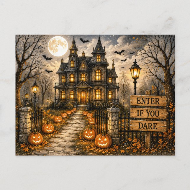 Postale Carte de vœux Halloween d'automne effrayant (Devant)