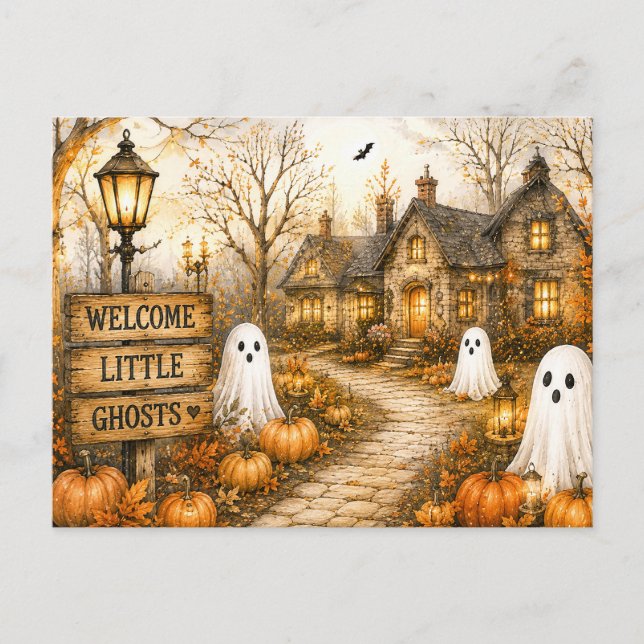 Postale Carte de vœux Halloween d'automne effrayant (Devant)
