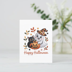 Postale Carte de voeux Halloween de charme - Embr tiré à l