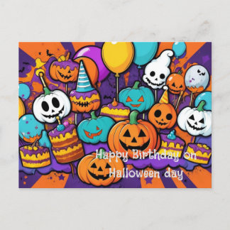 Postale Carte de vœux Halloween et anniversaire