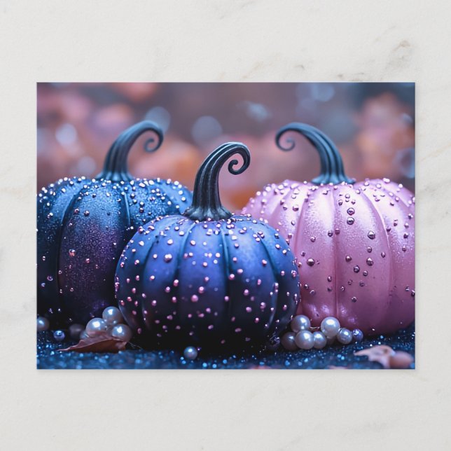Postale Carte de voeux Halloween Parties scintillant noire (Devant)