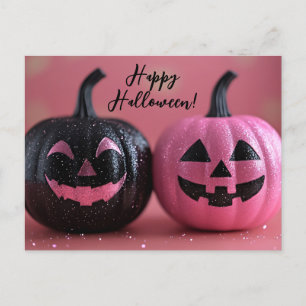 Postale Carte de voeux Halloween Parties scintillant noire
