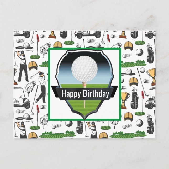 Postale Carte de vœux Joyeux Anniversaire de Golf (Devant)