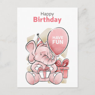 Postale Carte de vœux joyeux anniversaire mignonne