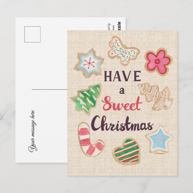 Postale Carte de vœux Joyeux Noël Sucré (Devant / Derrière)