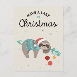 Postale Carte de vœux Joyeux Paresseux Noël