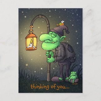 Postale carte de voeux lampe-gnome