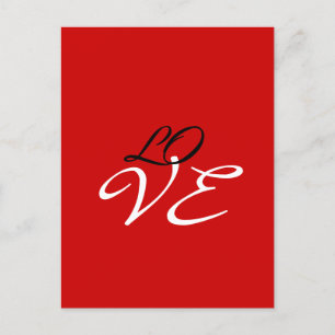 Postale Carte de voeux Love Red White Black Color