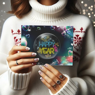 Postale Carte de vœux moderne néon LED bonne année