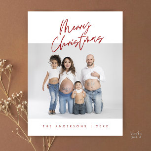 Postale Carte de vœux moderne, photo de famille Joyeux Noë