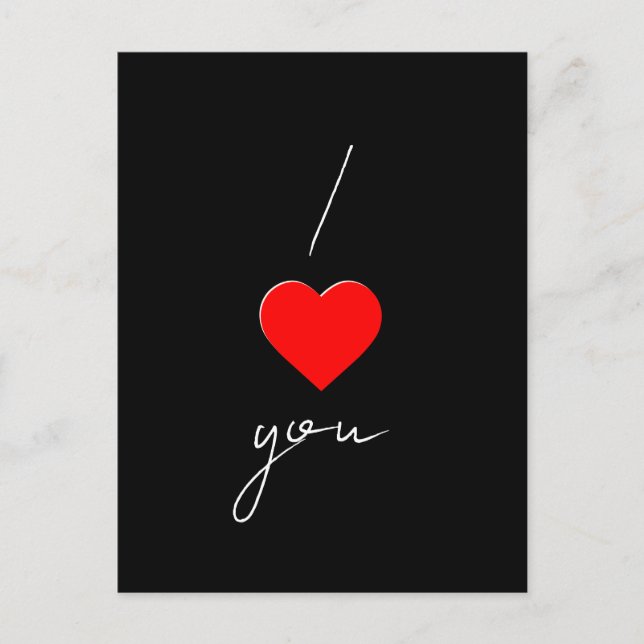 Postale Carte de voeux noire avec "Je t'aime" (Devant)