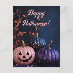 Postale Carte de voeux parties scintillant Citrouilles Hal
