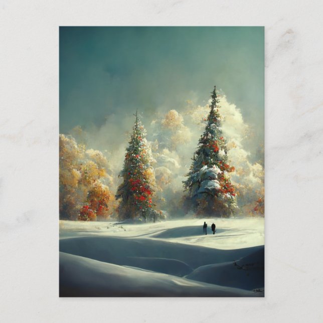 Postale Carte de vœux paysage d'arbre de Noël d'entreprise (Devant)