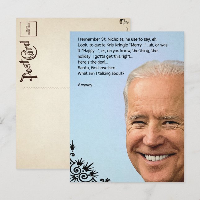 Postale Carte de vœux personnalisable Biden pour les fêtes (Devant / Derrière)