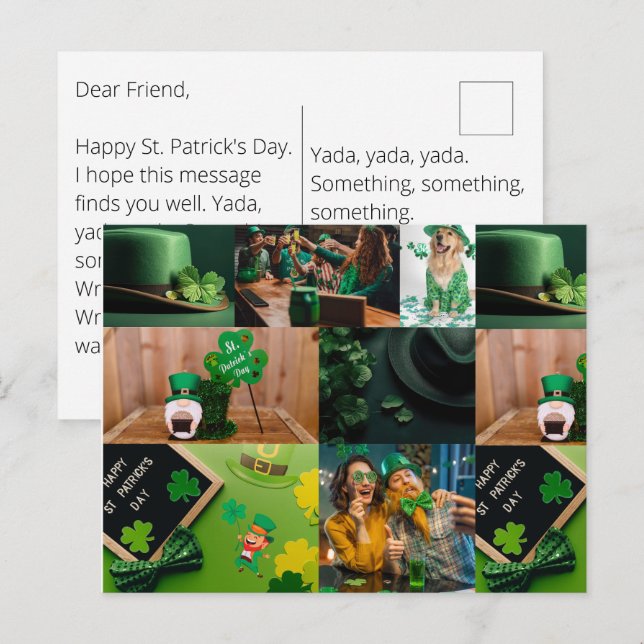 Postale Carte de vœux PERSONNALISÉE de la Saint-Patrick (Devant / Derrière)