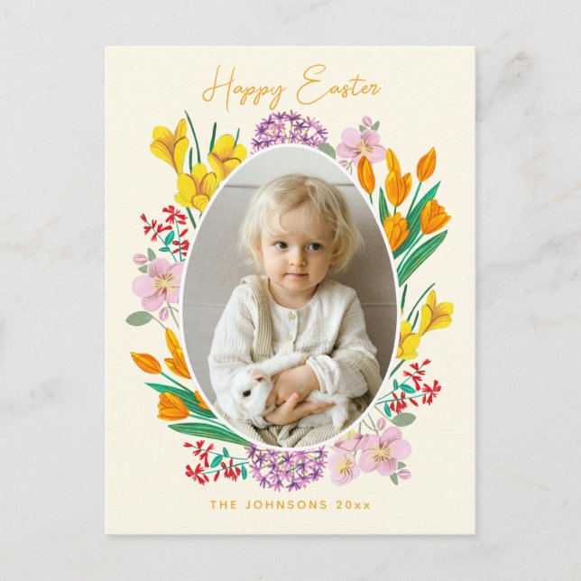 Postale Carte de vœux photo florale de Pâques (Devant)