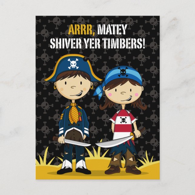 Postale Carte de voeux Pirates mignonnes (Devant)