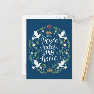 Postale Carte de vœux pliée La paix règne dans ma maison