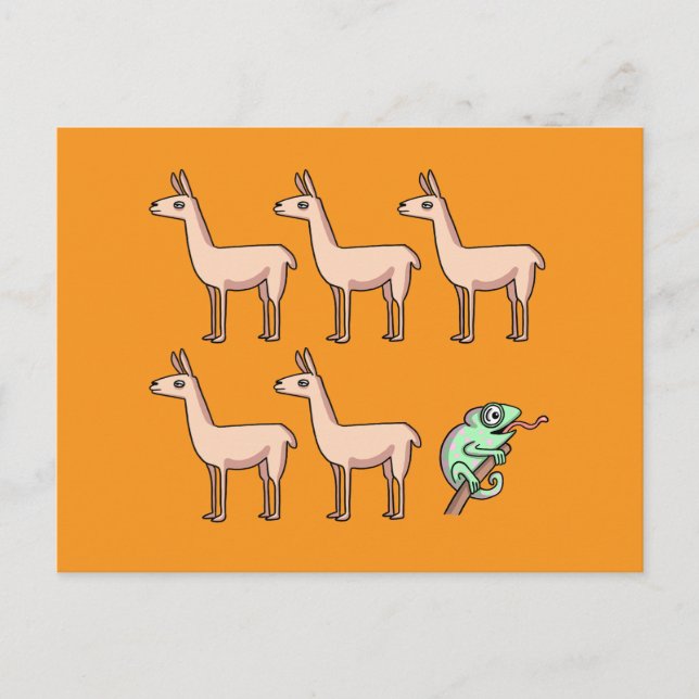 Postale Carte de voeux pliée Llama Chameleon (Devant)