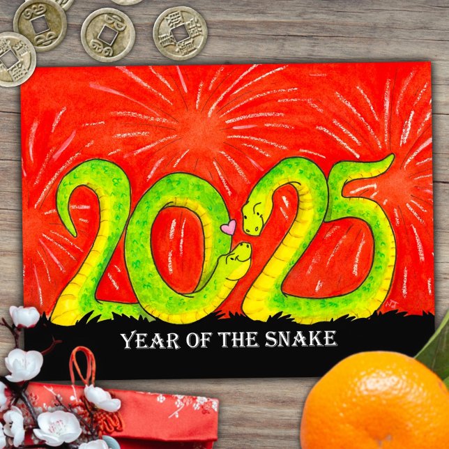 Postale Carte de vœux pour l'Année du Serpent 2025 (Créateur téléchargé)