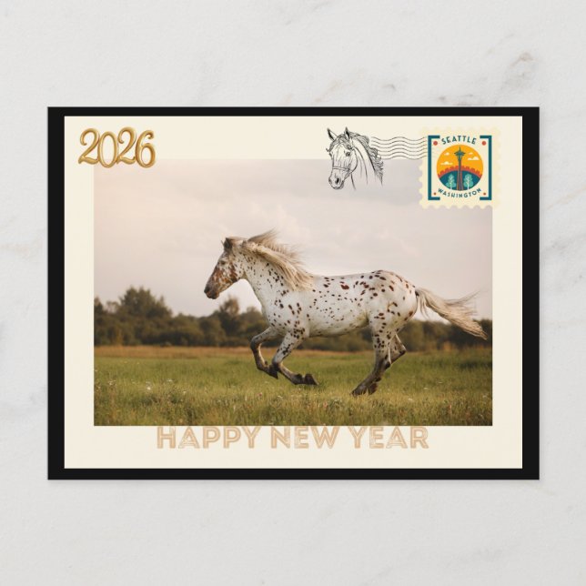 Postale Carte de vœux pour le Nouvel An 2026 (Devant)