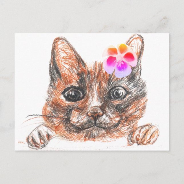 Postale Carte de voeux pour le printemps du chat (Devant)