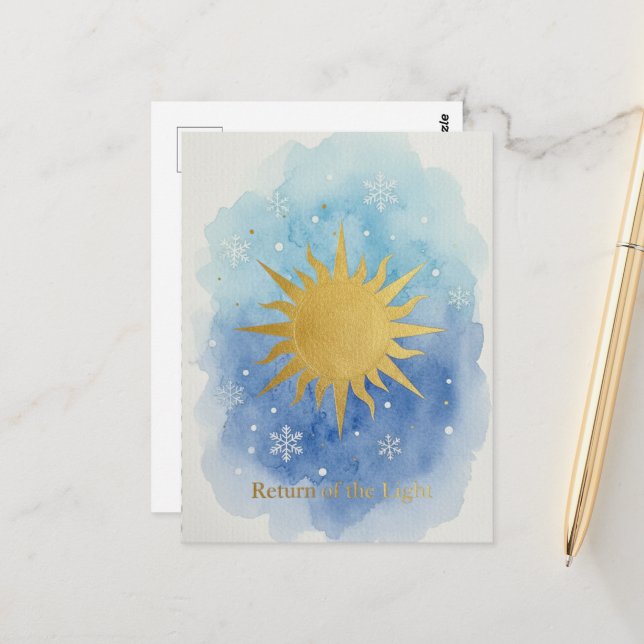 Postale Carte de vœux pour le solstice d'hiver (Devant/Arrière en situation)