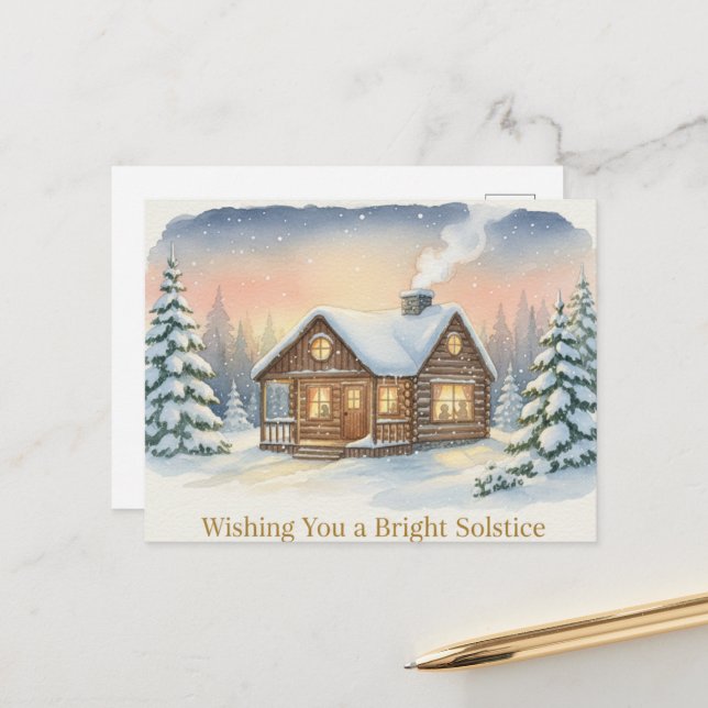 Postale Carte de vœux pour le solstice d'hiver (Devant/Arrière en situation)