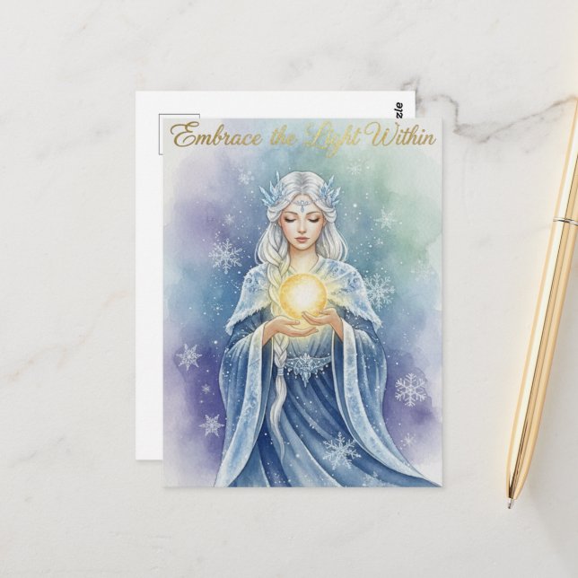 Postale Carte de vœux pour le solstice d'hiver (Devant/Arrière en situation)