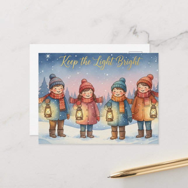 Postale Carte de vœux pour le solstice d'hiver (Devant/Arrière en situation)