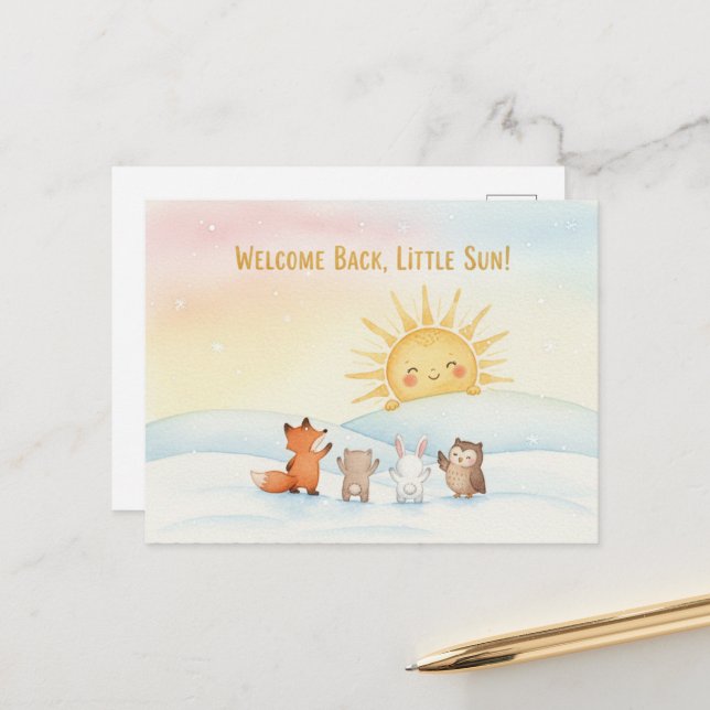Postale Carte de voeux pour le solstice d'hiver (Devant/Arrière en situation)