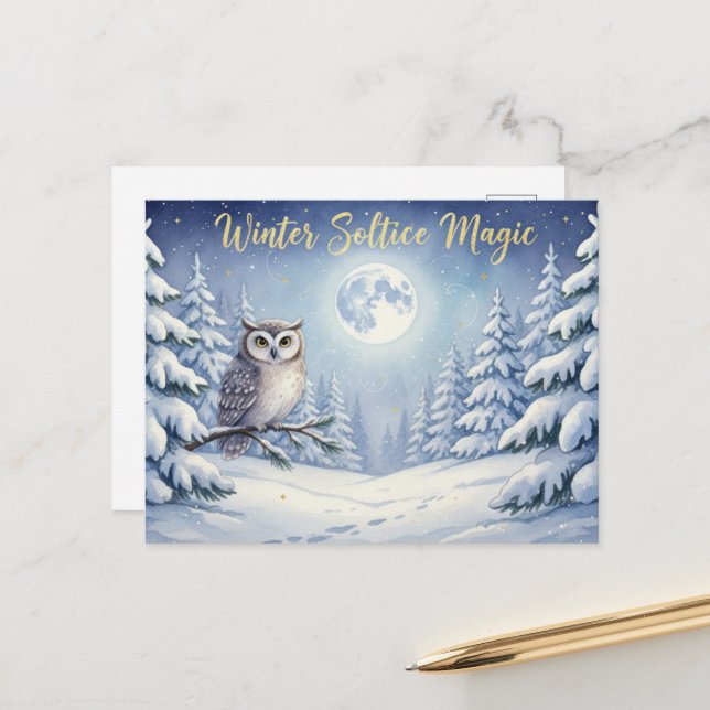Postale Carte de voeux pour le solstice d'hiver (Devant/Arrière en situation)