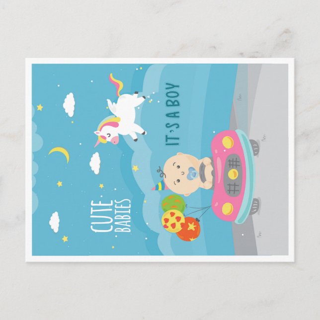 Postale Carte de vœux pour nouveau-né garçon (Devant)