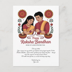 Postale Carte de vœux pour Raksha Bandhan joyeux