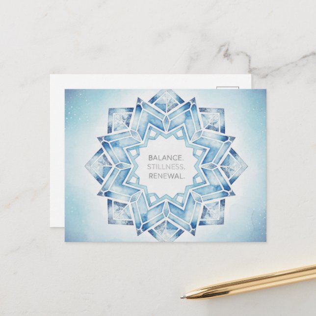 Postale Carte de vœux pour solstice d'hiver (Devant/Arrière en situation)