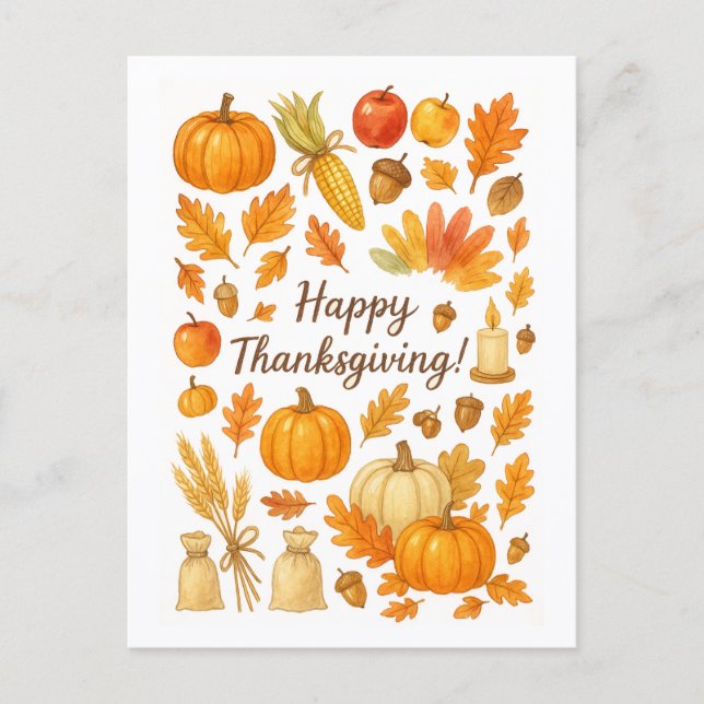 Postale Carte de vœux pour Thanksgiving (Devant)