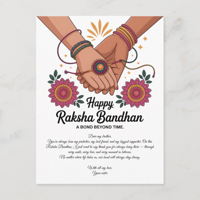 Postale Carte de vœux Raksha Bandhan joyeuse (Devant)