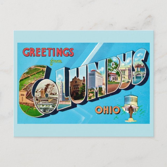 Postale Carte de vœux rétro Columbus Ohio  (Devant)