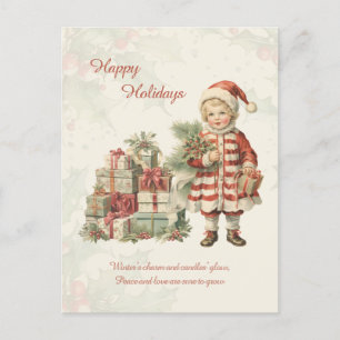 Postale Carte de voeux Retro Vintage Boy Christmas Gifts